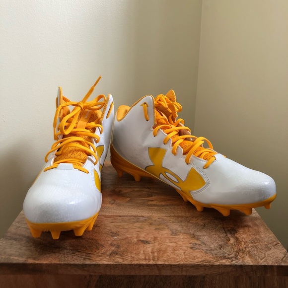 Under Armour Yellow Fierce Phantom Mid MC Cleats Mens Size 14 1283304-171 - Picture 4 of 7
